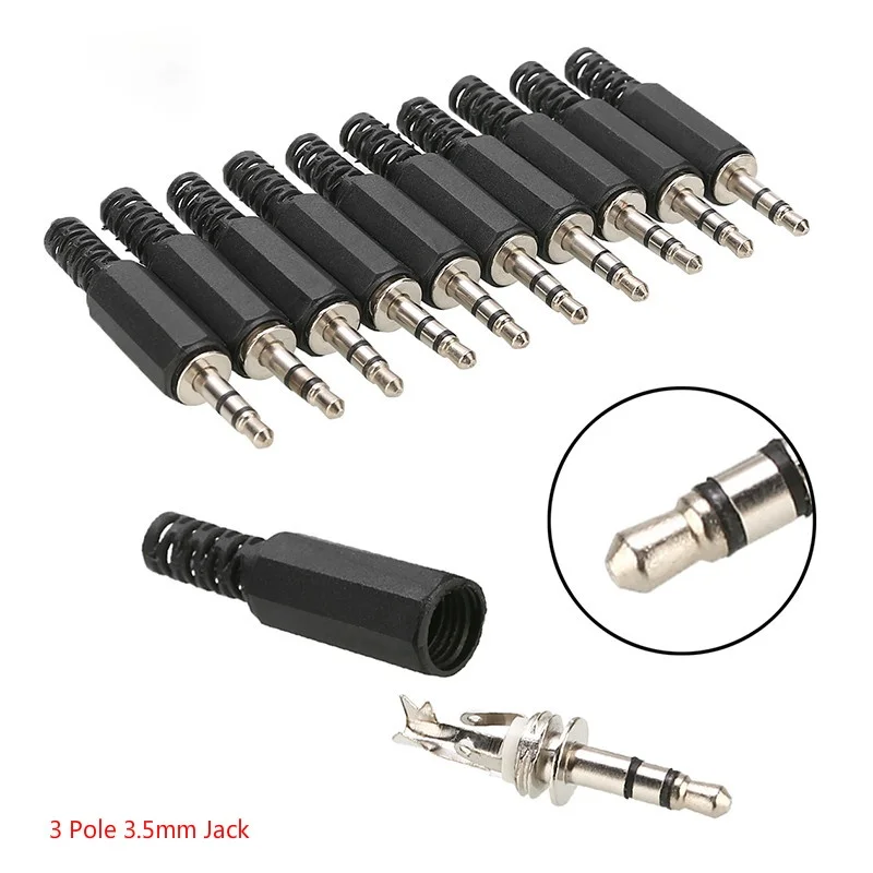 Conector estéreo de 3 polos para reparación de auriculares, adaptador macho de 3,5mm para auriculares DIY - imagen 3