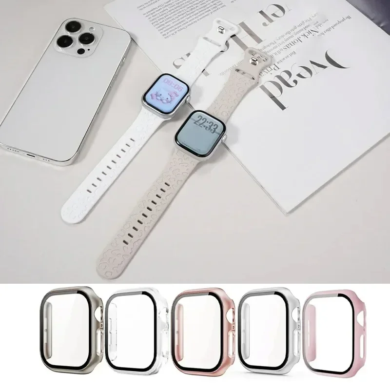 Vidrio + funda + correa para Apple Watch Band 45mm 44mm 41mm 40mm cinturón de leopardo grabado para Apple IWatch Series 10 8 7 6 SE 5 46mm 42mm - imagen 3