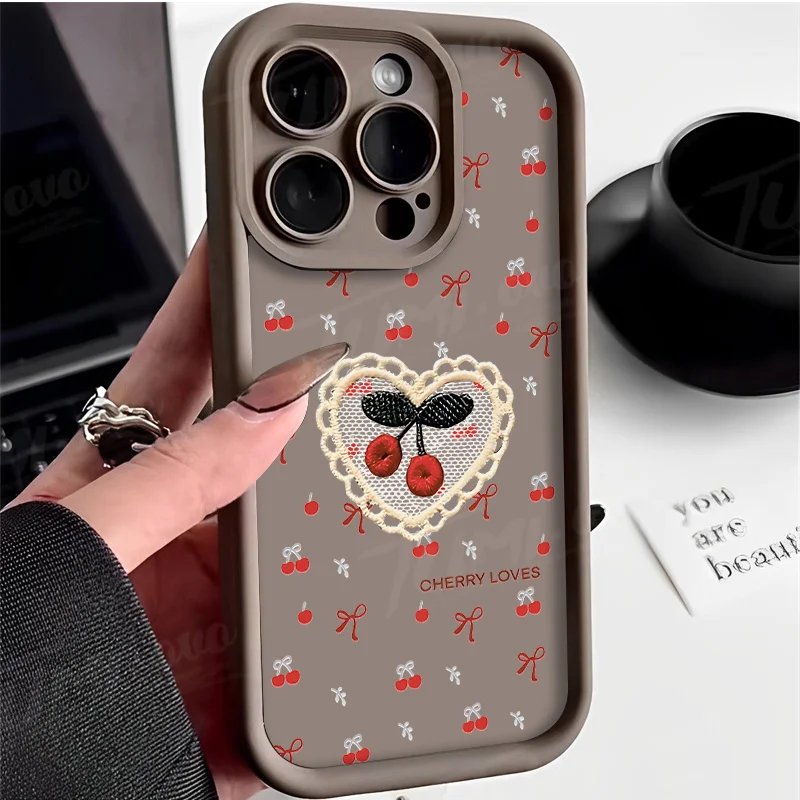 Funda con patrón de lazo de cereza para Xiaomi Redmi Note 14 13 12 11 Pro Plus 5G 12S 11S 10S 10 9 Redmi 14C 13C 12C 12 4G A3 A3X - imagen 4