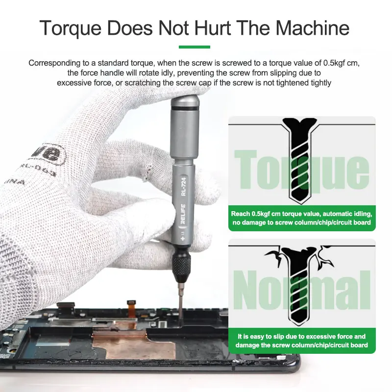 RELIFE RL-724A-destornillador de torsión para reparación de teléfonos móviles, alta precisión, desmontaje de pantalla, no daña la máquina - imagen 3