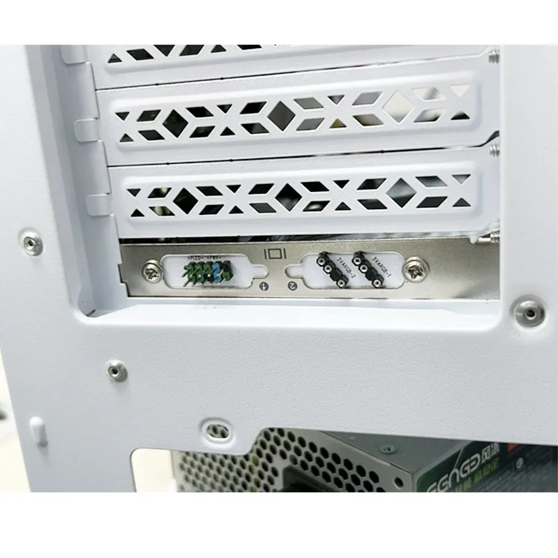 Caja de computadora Panel frontal deflector de puerto de encendido externo con placa de instalación de luz ARGB 5V 3 pines Alimentación +/-, HDD, resto, Power SW - imagen 4