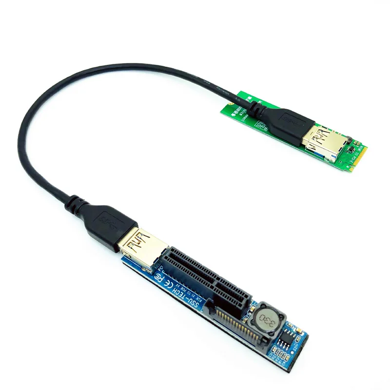 PCIE Riser m-key NVME M.2 a PCI Express X4 tarjetas gráficas Riser 30CM Cable USB PCIE extensor Puerto extensión adaptador Riser Cable - imagen 2