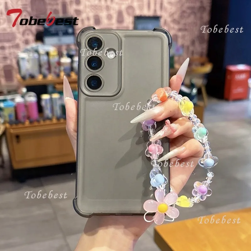 Funda de pulsera de flores a prueba de golpes con Airbag para Samsung Galaxy S25 Edge S24 S23 S22 Ultra Plus S21 S20 FE, funda de silicona - imagen 5