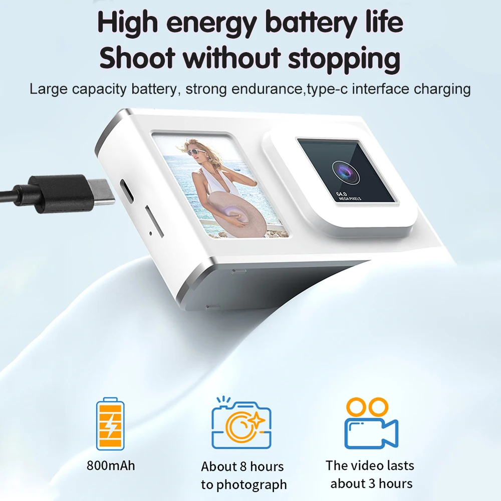 Cámara grabadora de vídeo Digital de 64MP, pantalla de 2,4 pulgadas, videocámara para niños, lámpara de Flash, cámara compacta con Zoom 8x para fotografía de principiantes - imagen 4