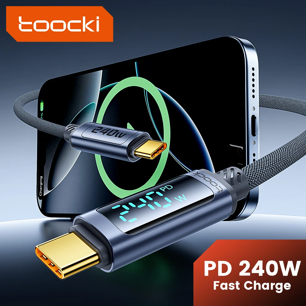 Toocki 240W USB C a C Cable PD 3,1 carga rápida tipo C a tipo C Cable de pantalla para iPhone 15 16 Xiaomi 12 13 Samsung S23 Macbook - imagen 2