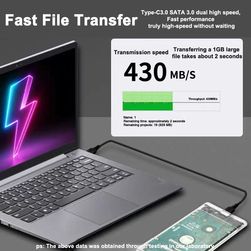 Caja de disco duro de 2,5 ", material ABS, caja de almacenamiento externa transparente sin herramientas para HDD y SSD SATA de 7 mm/9,5 mm - imagen 3