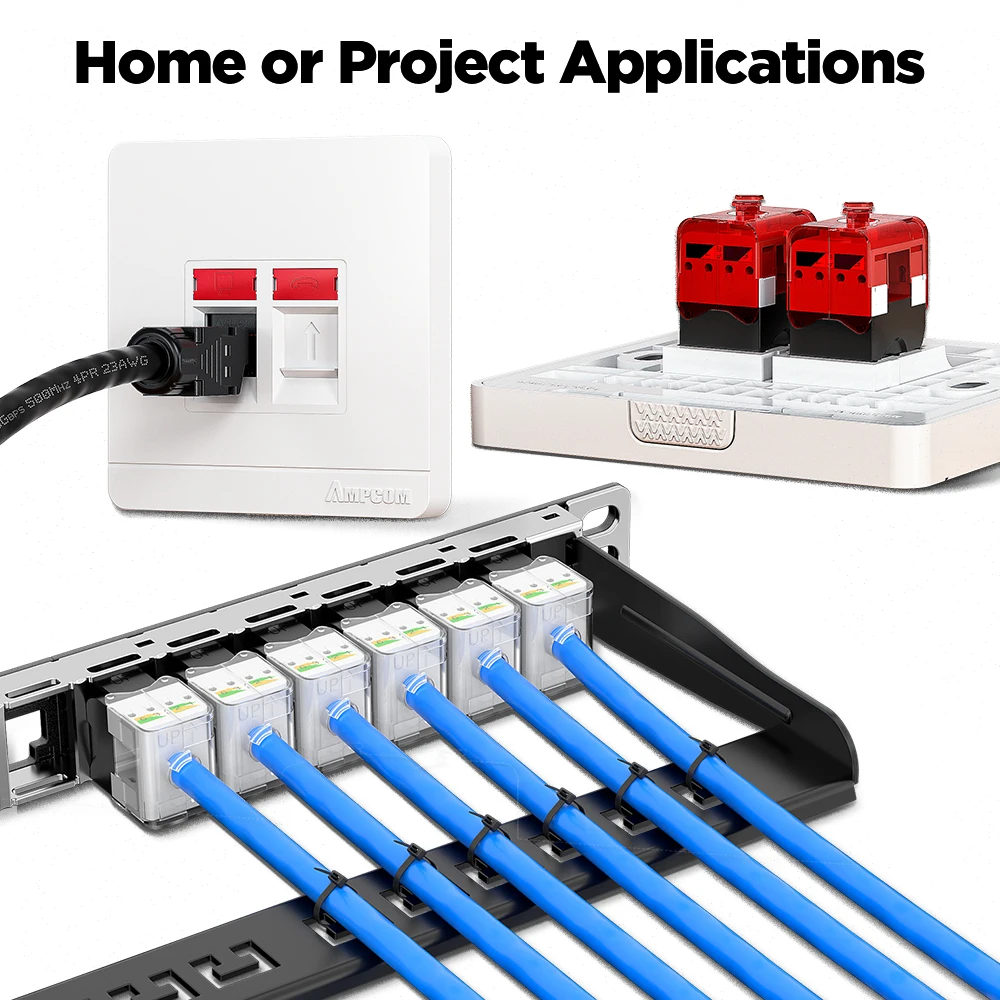 AMPCOM Conector Keystone CAT6A RJ45 UTP – Instalación Sin Herramientas - imagen 2