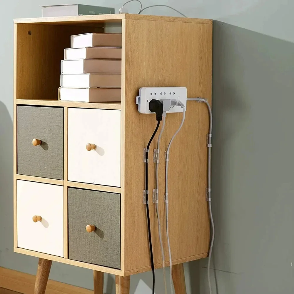 Soporte organizador de cables, Cable de escritorio, soporte de gestión transparente, Clip organizador para teléfono, ratón, ordenador, auricular y tableta - imagen 3