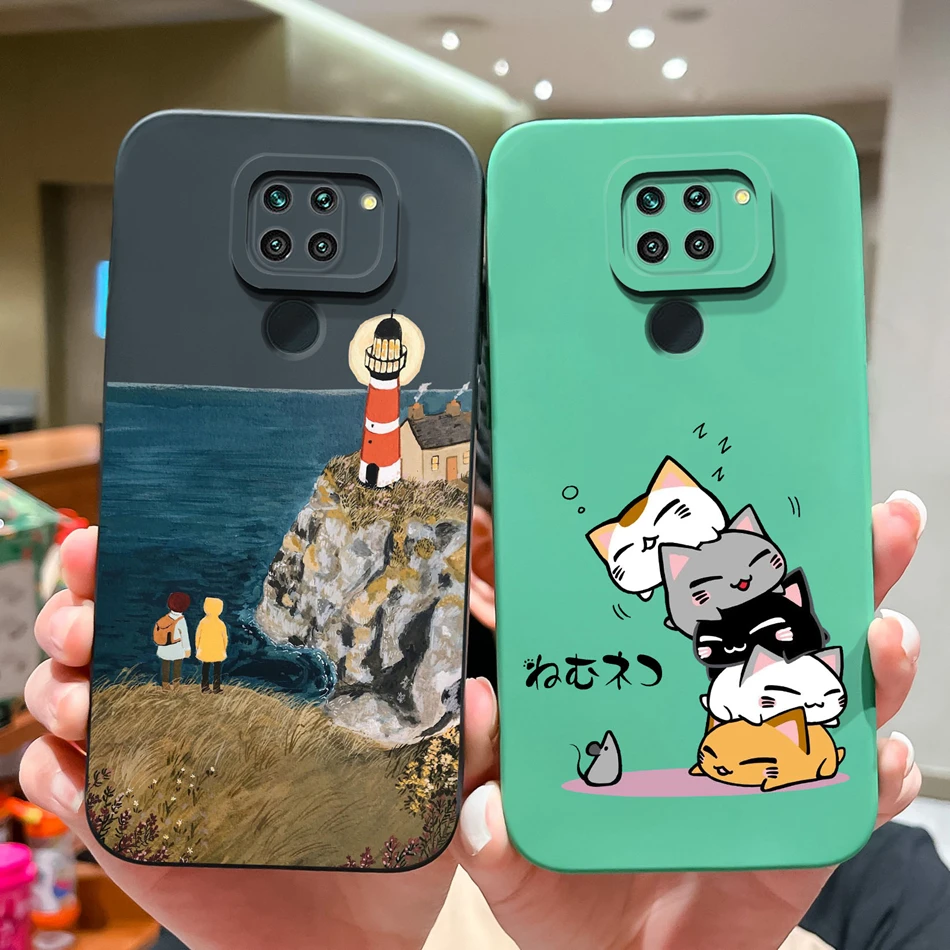Funda de silicona líquida con dibujos animados para Xiaomi Redmi Note 9 Pro, cubierta completa anticaída, funda trasera - imagen 3