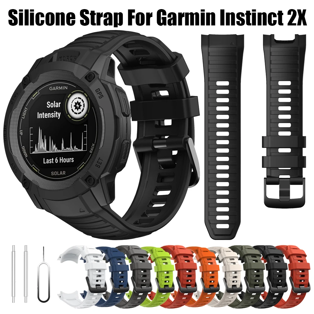 Correa de silicona sin huecos de 26mm para Garmin Instinct 2X Solar, accesorios de repuesto para correa de reloj de edición táctica