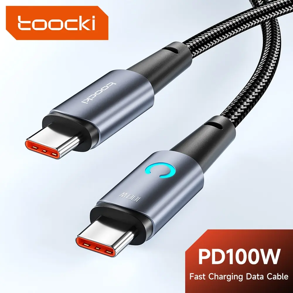 Cable de teléfono móvil de carga rápida Toocki 100W USB C a USB C para Xiaomi Huawei Samsung MacBook Poco3 tipo C a cable tipo C
