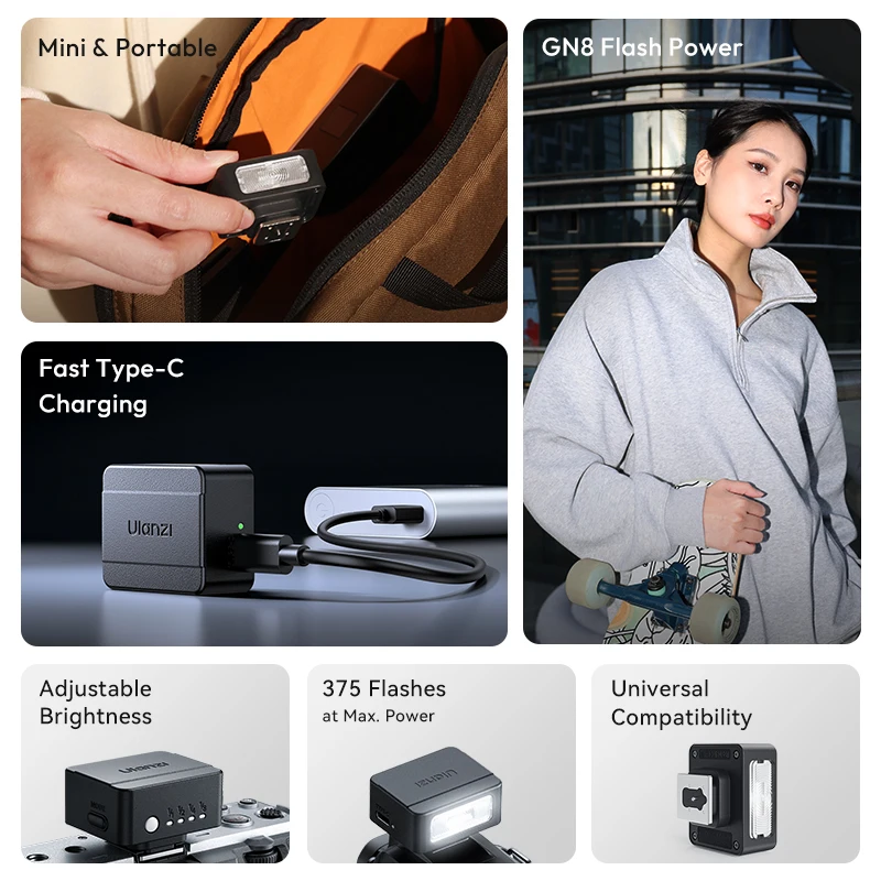 ​ Ulanzi SL01/SL02 Spark Lite Cámara Flash Cámara portátil Flash Diseño de un solo pin para Sony FUJIFILM Canon Olympus Pentax Pentaxs - imagen 4