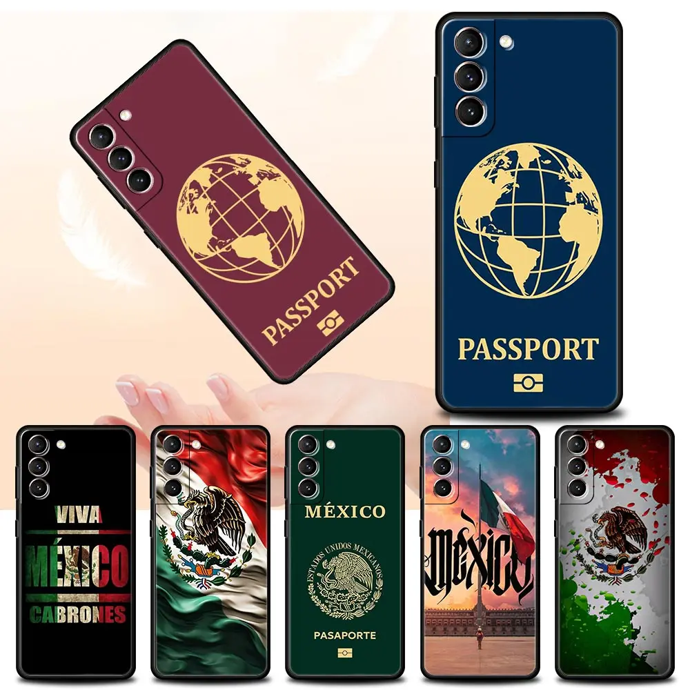 Funda de teléfono con pasaporte de México para Samsung Galaxy S24 S23 S22 Ultra S20 S21 FE 5G S10 S9 Plus S10E S8 S7 Edge, funda de silicona suave
