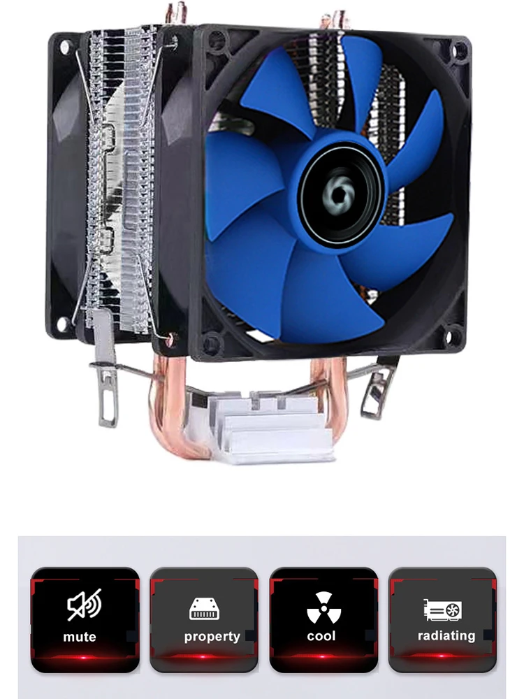 Ventilador de radiador enfriador de CPU X200, 2 tubos de calor, 3 pines, 2000RPM, ventilador de refrigeración silencioso para Ventilador Intel LGA 1200/775/1150 X58 X79 - imagen 5