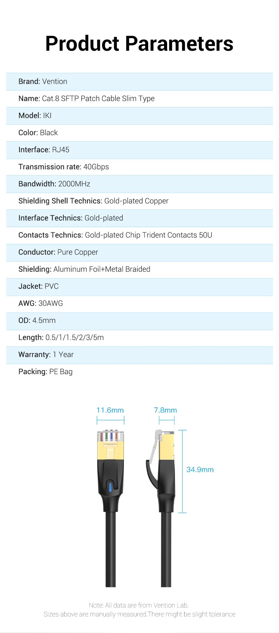 Una página de producto para un cable USB con un cable negro