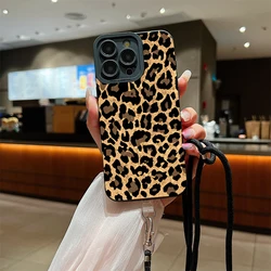 Funda Xiaomi Redmi de silicona con correa y estampado de leopardo