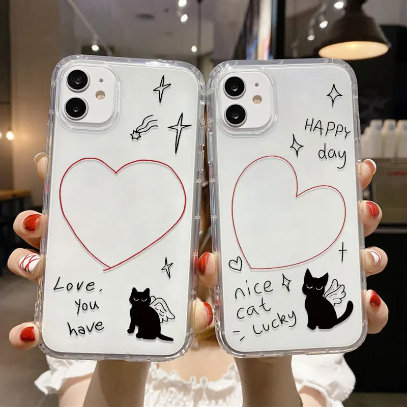 Funda de teléfono transparente con forma de gato y Animal para iPhone 16, Fundas para iPhone 17 Pro Max 11 13 15 14 12 Air 17promax, funda de silicona a prueba de golpes