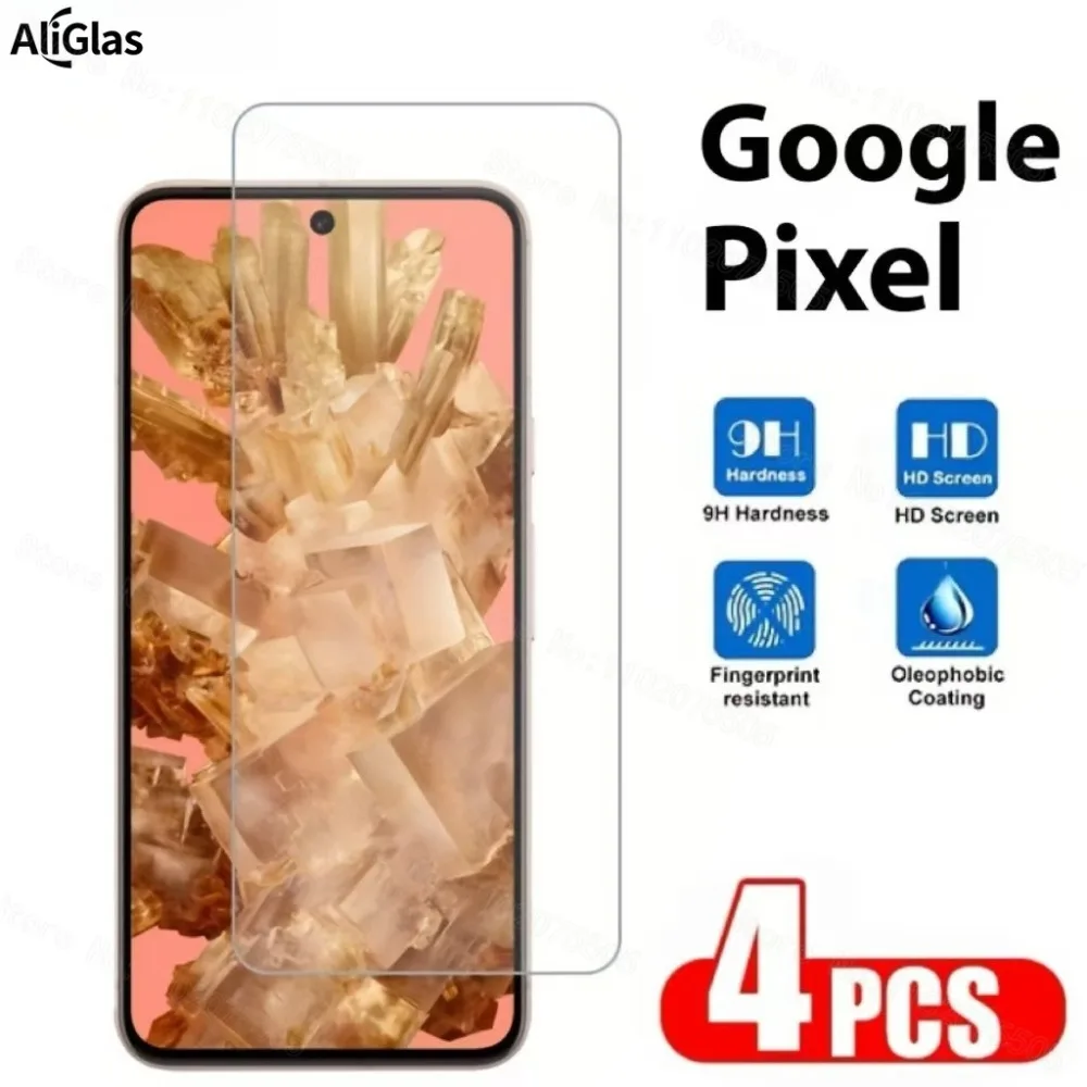 Protector de pantalla de vidrio templado de 4 piezas para Google Pixel 10 Pro XL 9 Pro 8 8a Series 9H dureza transparente desbloqueo de huellas dactilares Compatible - imagen 2