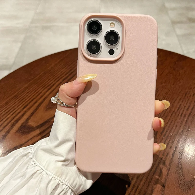 Funda de cuero de líneas de Litchi de silicona a la moda para iPhone 13 14 15 Pro Max funda de teléfono suave para iPhone 11 12 16 Plus cubierta completa - imagen 5