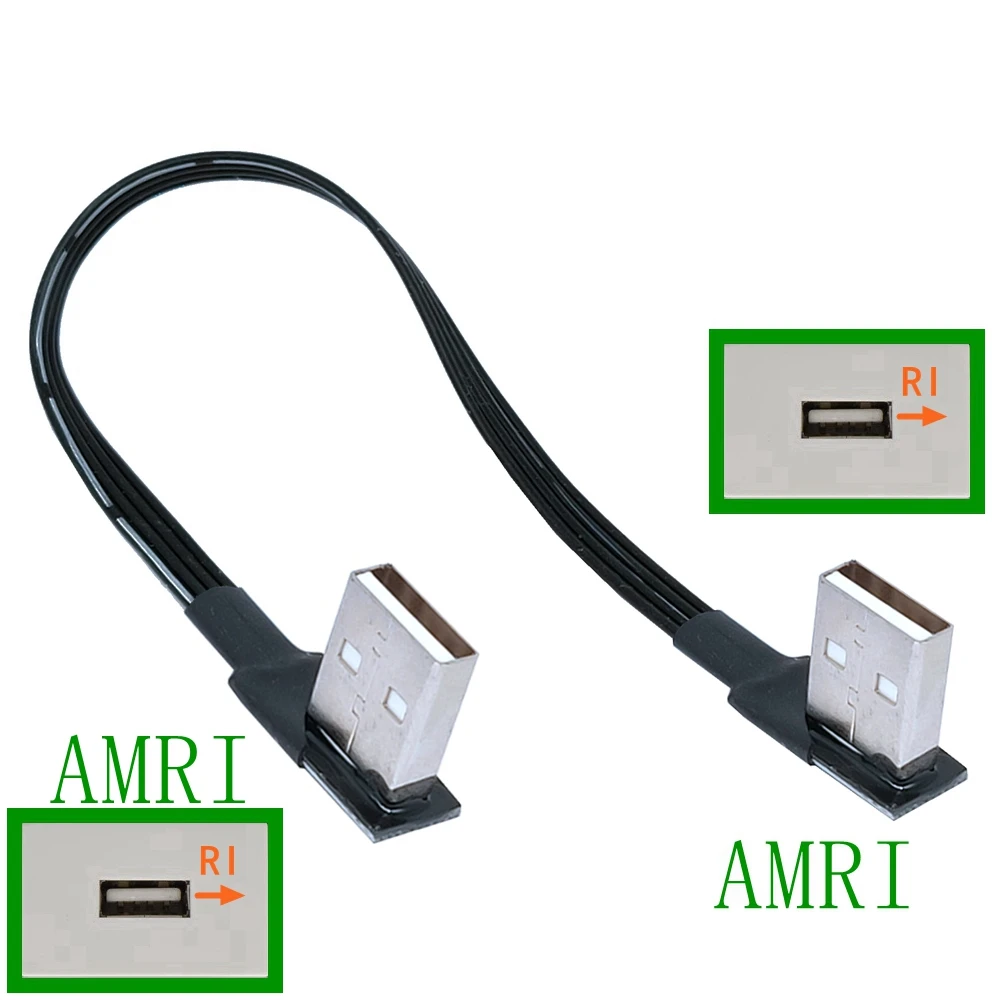 Cable de extensión USB de 1M y 90 grados, Cable corto USB 2,0 para Smart TV PS4, Cable de extensión de datos de velocidad macho a macho y hembra - imagen 2