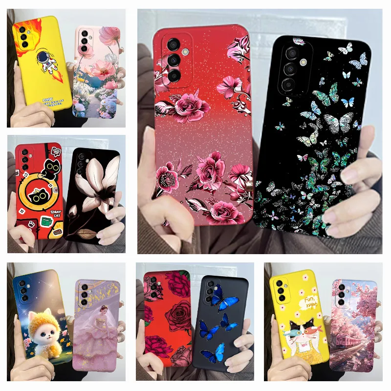 Para Samsung Galaxy M23 F23 5G funda de teléfono diseño de niña de las flores carcasa trasera de silicona suave TPU para Galaxy M23 F23 Buddy 2 5G