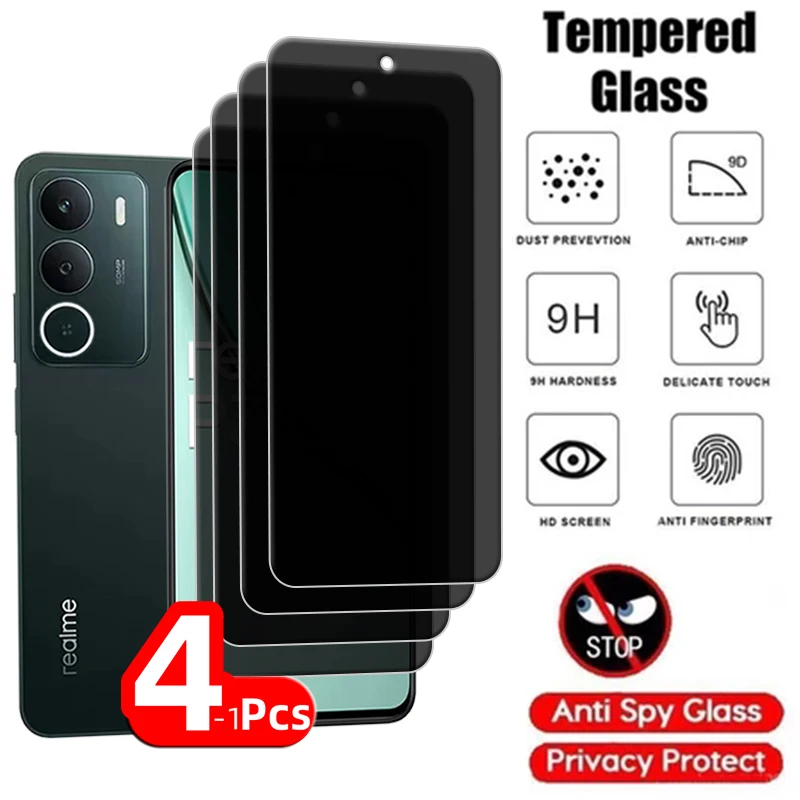 6 en 1 para Realme P3 Lite vidrio OPPO Realme P3 Lite vidrio templado 9H Anti-espía privacidad Protector de pantalla de teléfono para Realme P3 Lite