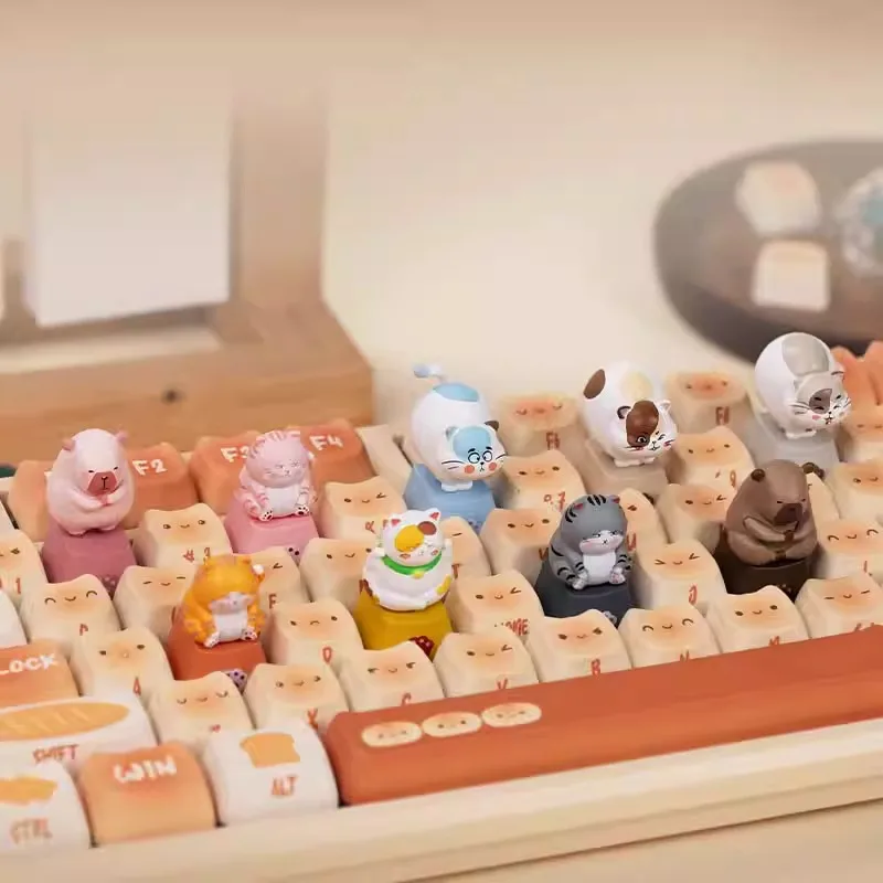 Teclas 3D de la serie Zoo, caja ciega personalizada, yemas de los dedos, lindas mascotas, serie de gatos, teclas femeninas personalizadas - imagen 2