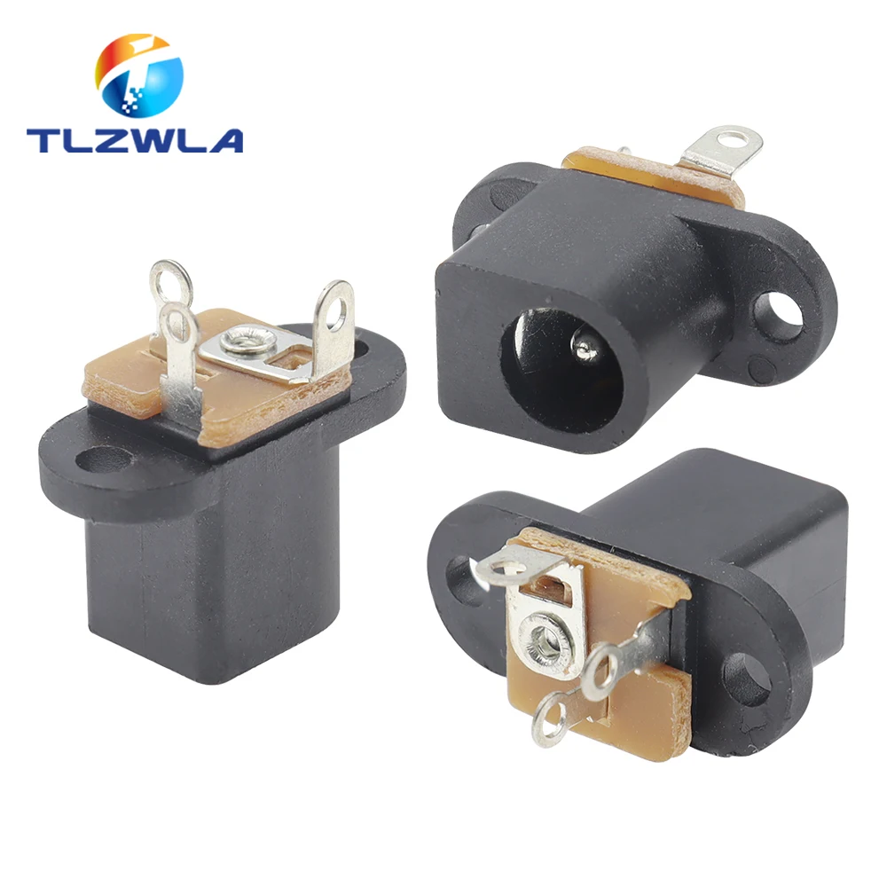 10 Uds DC017 DC-017 toma de corriente hembra CC 5,5mm * 2,1mm con orificio para tornillo de oreja 5,5*2,1 MM conector adaptador de enchufe CC - imagen 2