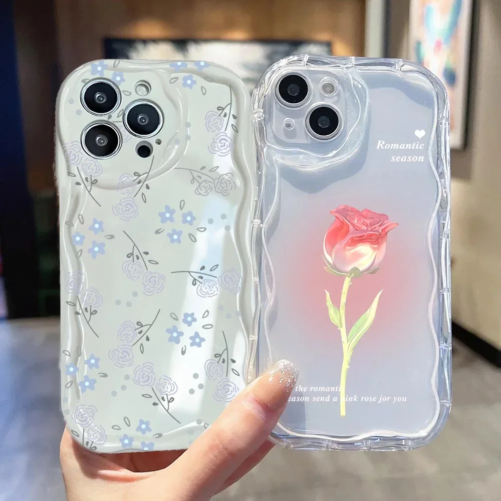 Funda transparente con flores rosas para Motorola Moto Edge 50 Fusion PRO ULTRA 5G G84 G05 G14 G34 G35 G52 G15 G54 G22 G75 de silicona
