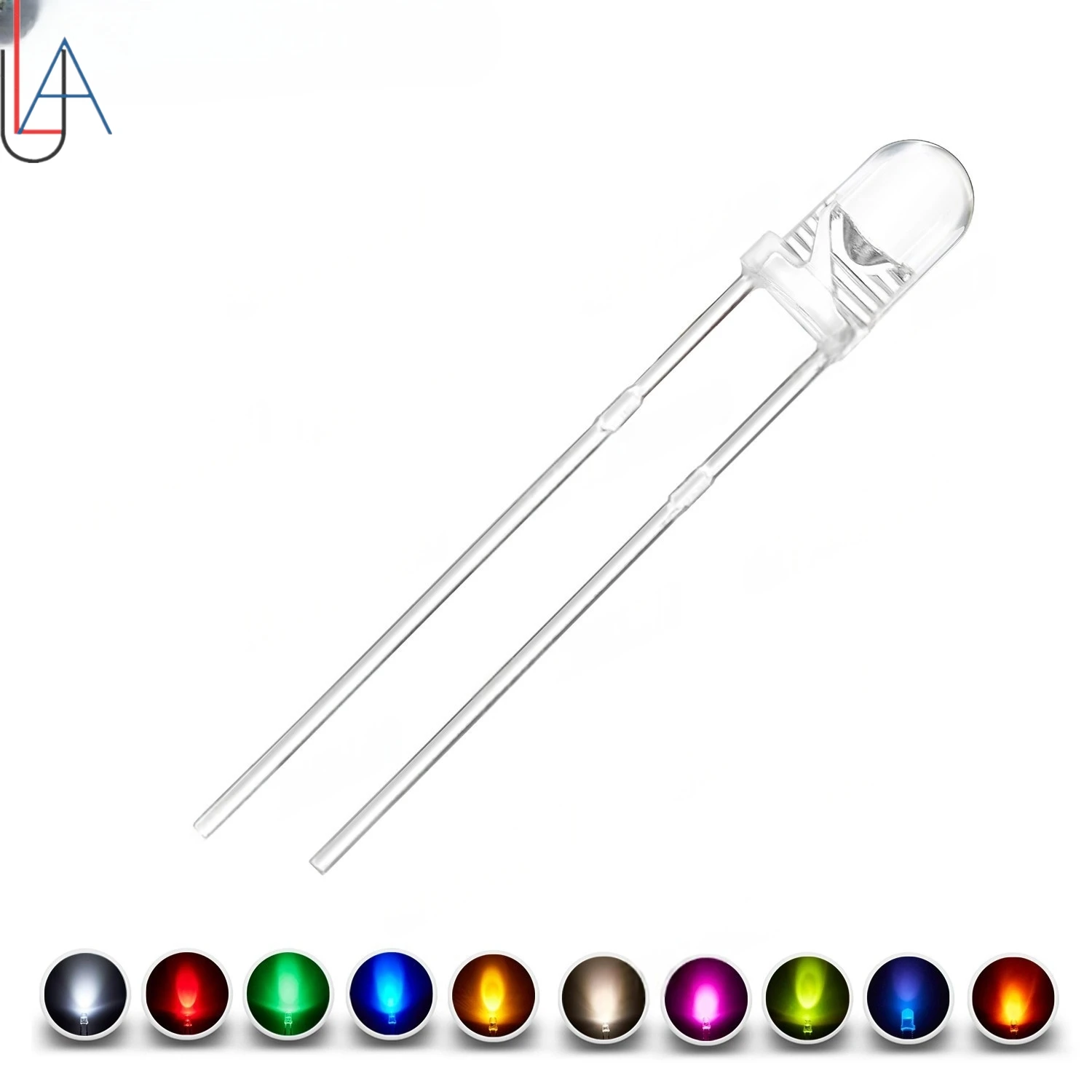 FY 100 Uds 3mm diodo LED Ultra brillante blanco cálido rojo verde azul UV púrpura amarillo naranja rosa 2V 3V surtido de emisores multicolores - imagen 2