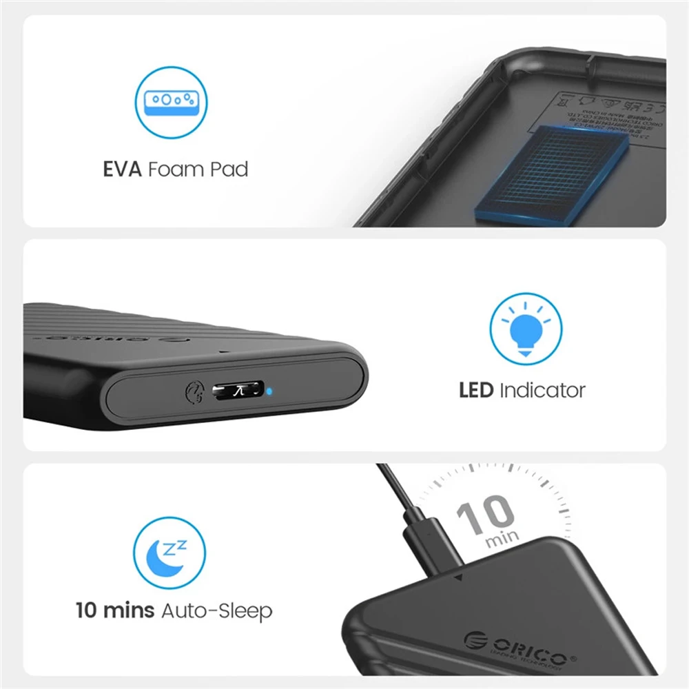 ORICO HDD Case 2.5 ''SATA a USB 3.0 Caja de disco duro para disco SSD de 2,5 pulgadas HDD Box Caja de almacenamiento de 6 TB Caja de HDD externa - imagen 5