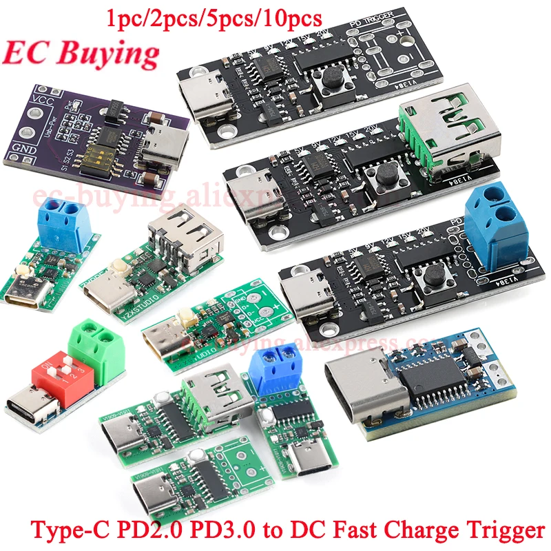ZY12PDN tipo C USB-C PD2.0 PD3.0 a DC cargador rápido gatillo de carga módulo de placa señuelo de pollido 5V 9V 12V 15V 20V PDC004