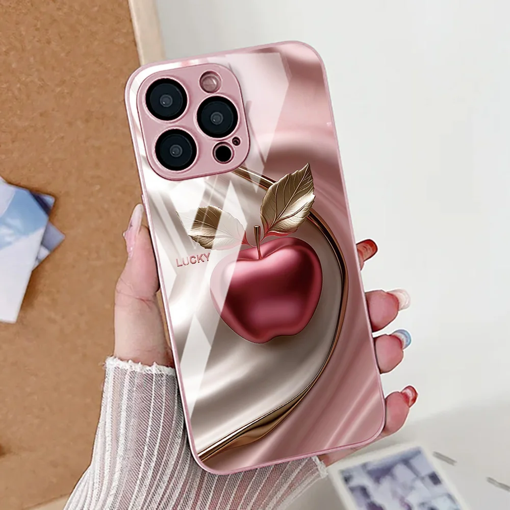 Funda de teléfono de vidrio templado con estampado de frutas para iPhone 16 Pro, funda para iPhone 17 16E 13 11 14 12 15 Pro Max 7 8 Plus XR SE 2022 2020 - imagen 2