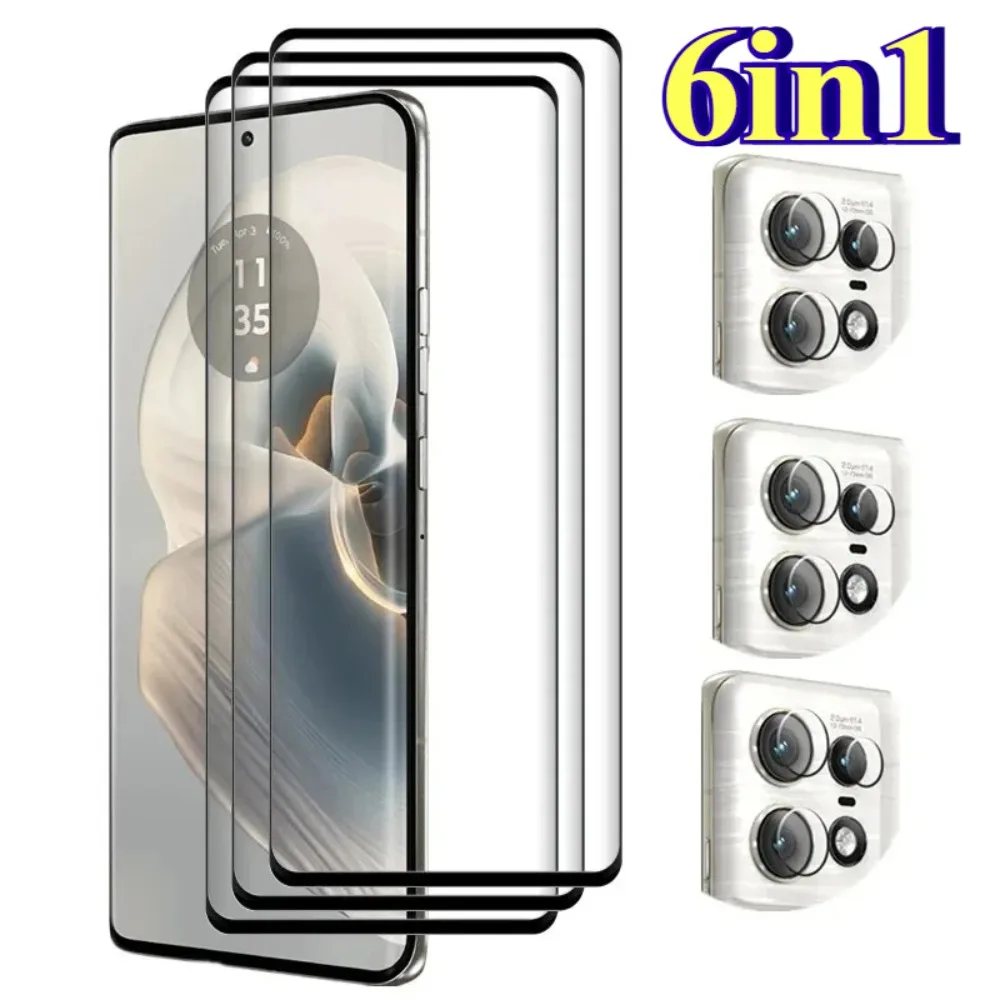 Protectores de pantalla de cubierta completa 6 en 1 9D para Motorola Edge 50 Ultra 60 50 vidrio templado Fusion para Moto 60 50 40 30 20 Pro Neo - imagen 2