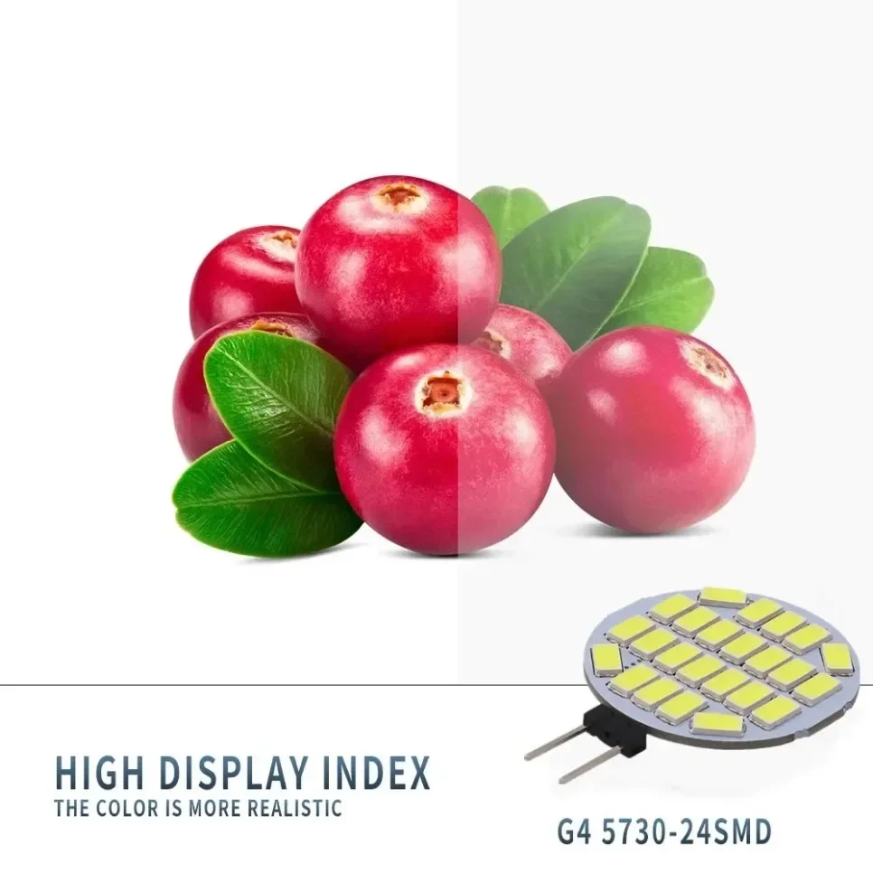 Chip LED de alto brillo, foco redondo de 12V y 24V, SMD5730, 24LED, sin parpadeo, bombilla LED G4, reemplazo de lámpara halógena - imagen 2