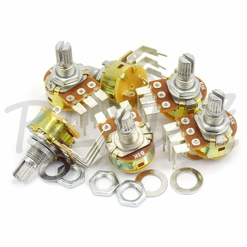 Potenciómetro lineal WH148, pies curvos 2K 5K 10K 50K 100K 250K 500K B2K B5K B10K B50K B100K B250K B500K ohm, eje de 15mm, 5 uds. - imagen 2