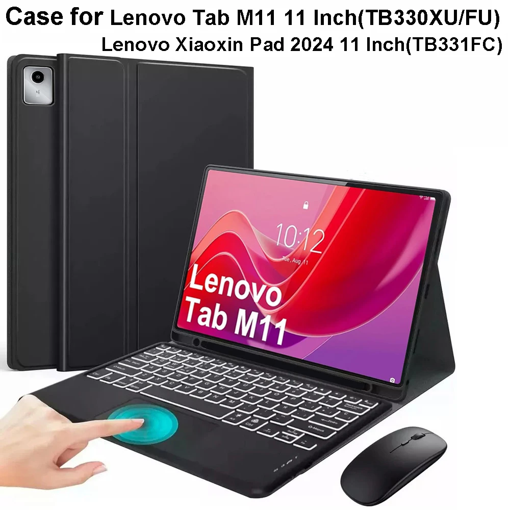Funda para Lenovo Xiaoxin Pad 2024 11 pulgadas TB331FC, funda para teclado Bluetooth para Lenovo Tab M11 11 pulgadas TB330FU TB330XU