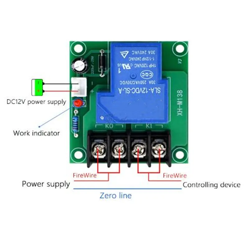 1 Uds XH-M138 30A/40A Placa adaptadora de interruptor de alta corriente Placa de relé 12V Control de interruptor de entrada salida 30A - imagen 4