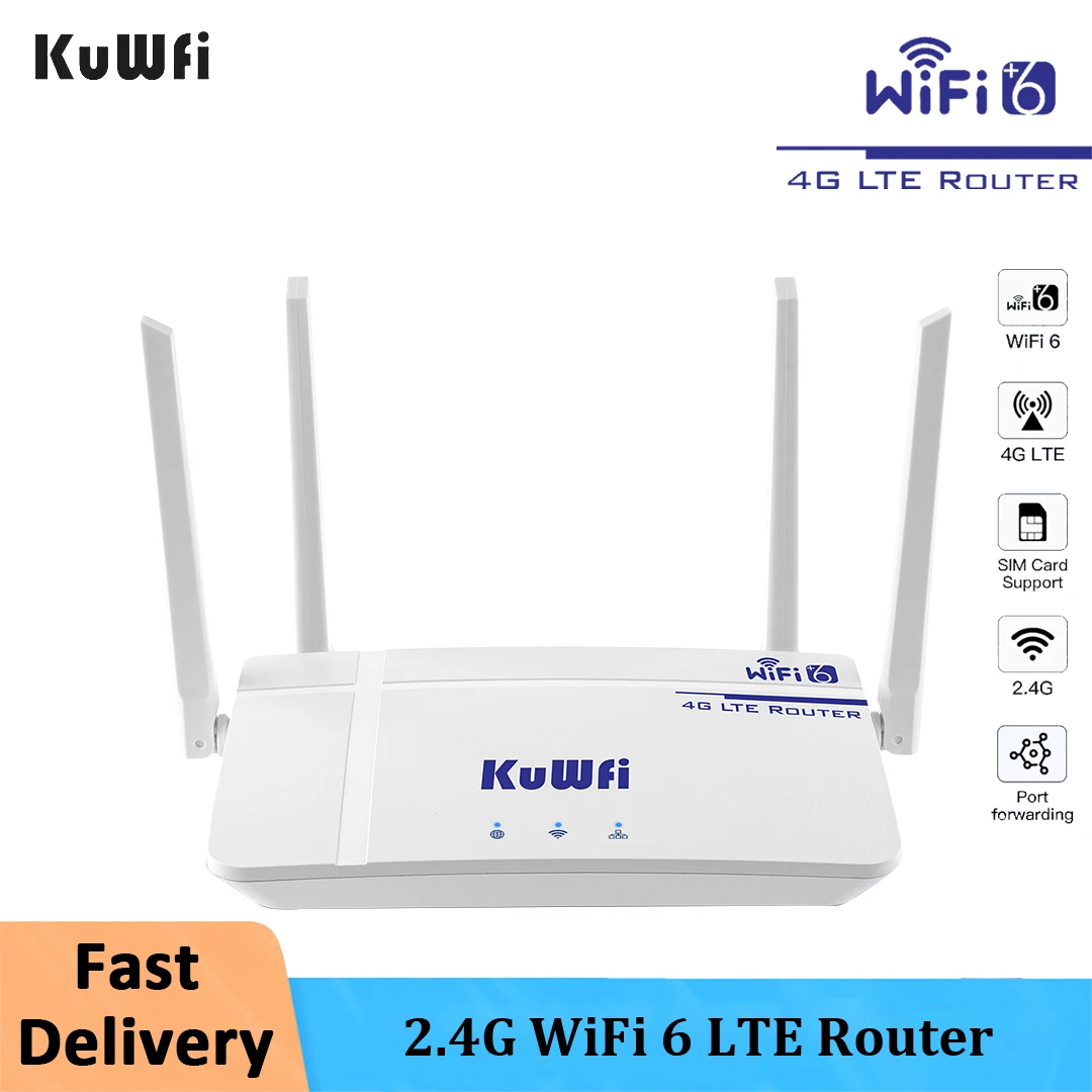 Enrutador KuWFi 2,4G LTE, punto de acceso para el hogar, WiFi 6, enrutador Wifi LAN WAN IPV6/IPV4 con ranura para tarjeta SIM, compatible con cobertura WiFi de 10 usuarios - imagen 2