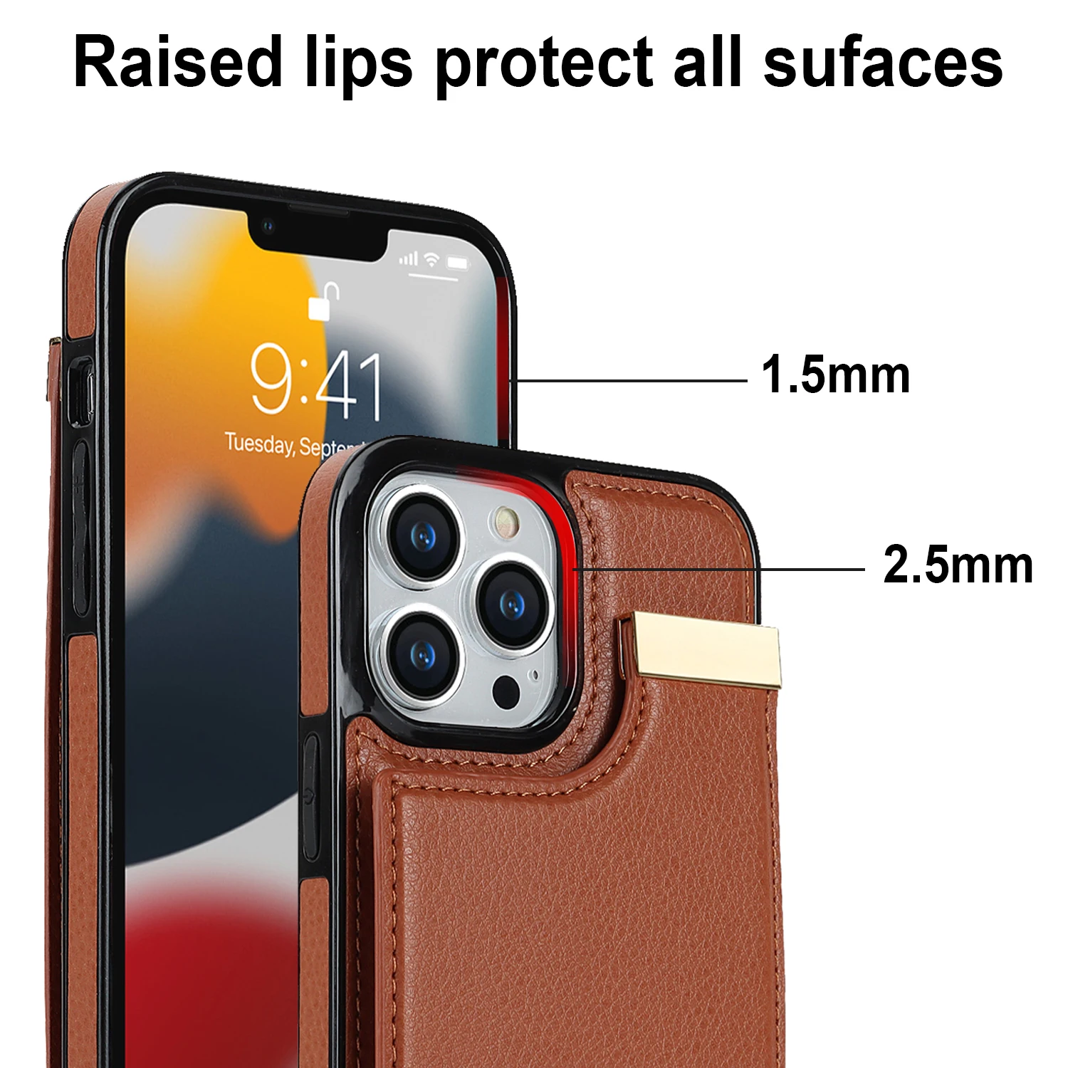 Funda de cuero con múltiples ranuras para tarjetas verticales para IPhone 14 15 Pro MAX 13 12 11 7P 8Plus SE2020 2022 X XS funda con bolsa con hebilla de Metal - imagen 4