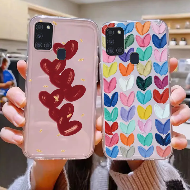 Para Samsung Galaxy A10 A11 M11 A21s A20 A30 M10S A20E A20S A56 funda mariposa aceite flor transparente cubierta de teléfono parachoques suave Fundas - imagen 4