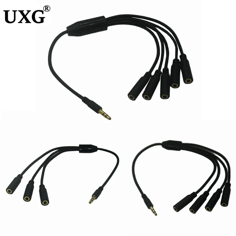 Divisor de Audio de 3,5mm Y Jack 1 macho a 5 4 3 2 hembra M/F Cable de 3,5mm adaptador de conector de auriculares estéreo accesorios para auriculares