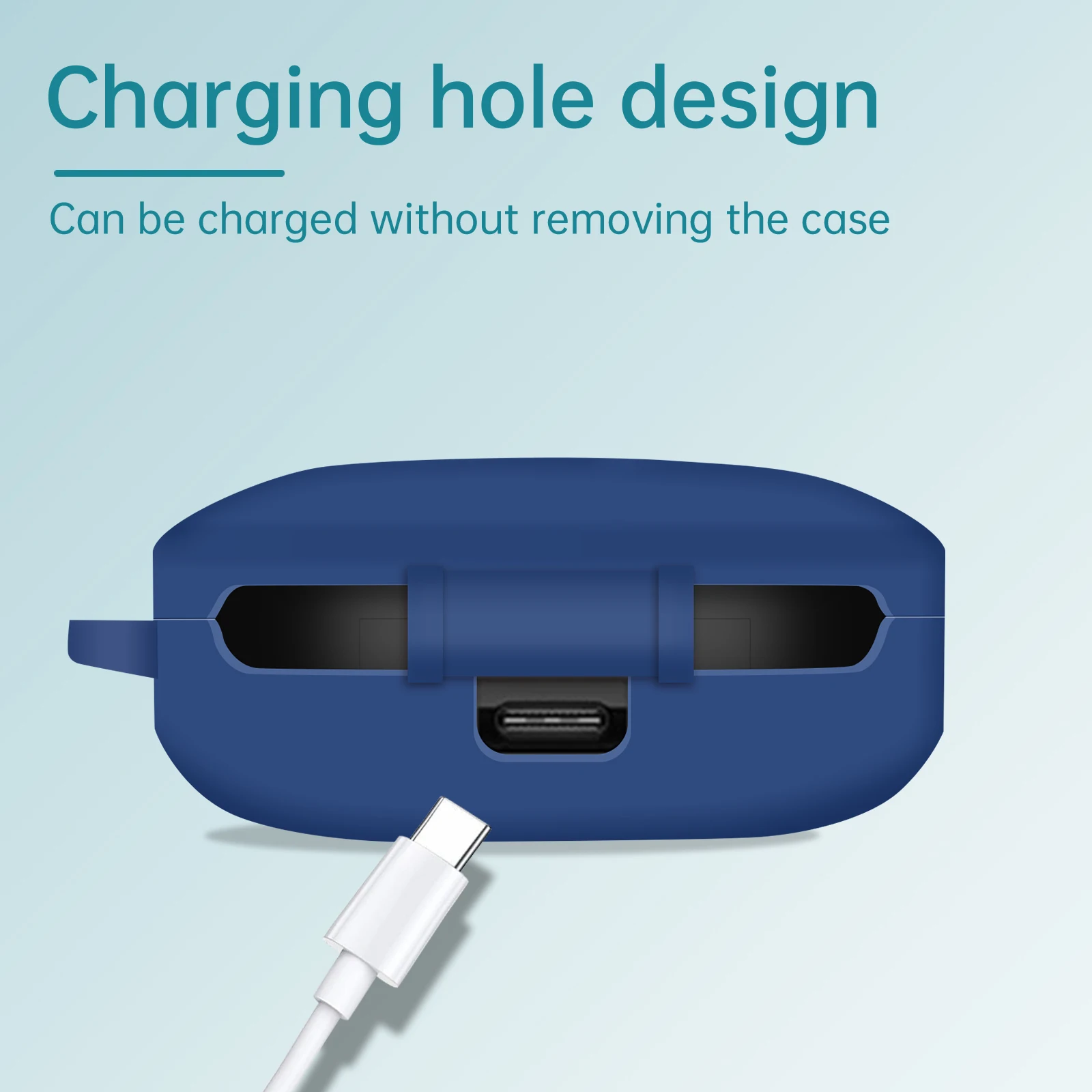 Funda protectora de silicona con gancho para auriculares, llavero para Oppo Enco X3i - imagen 3