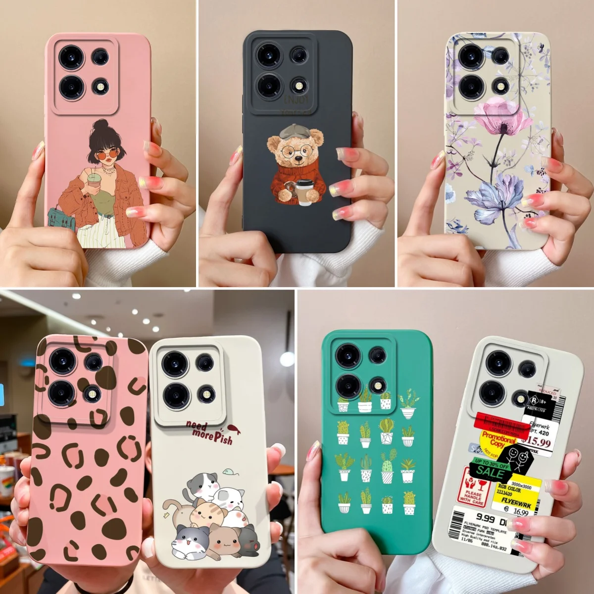 Funda de teléfono con dibujos animados para Infinix Note 30 Pro Vip 30i, silicona líquida, cobertura completa, anticaída, parachoques para Infinix Note30 30Pro