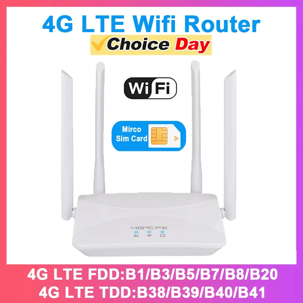 KuWFi 4G LTE CPE enrutador 300Mbps enrutador doméstico inalámbrico 3G 4G SIM 2,4G Wifi enrutador RJ45 WAN LAN módem inalámbrico 4G compatible con 10 dispositivos - imagen 2