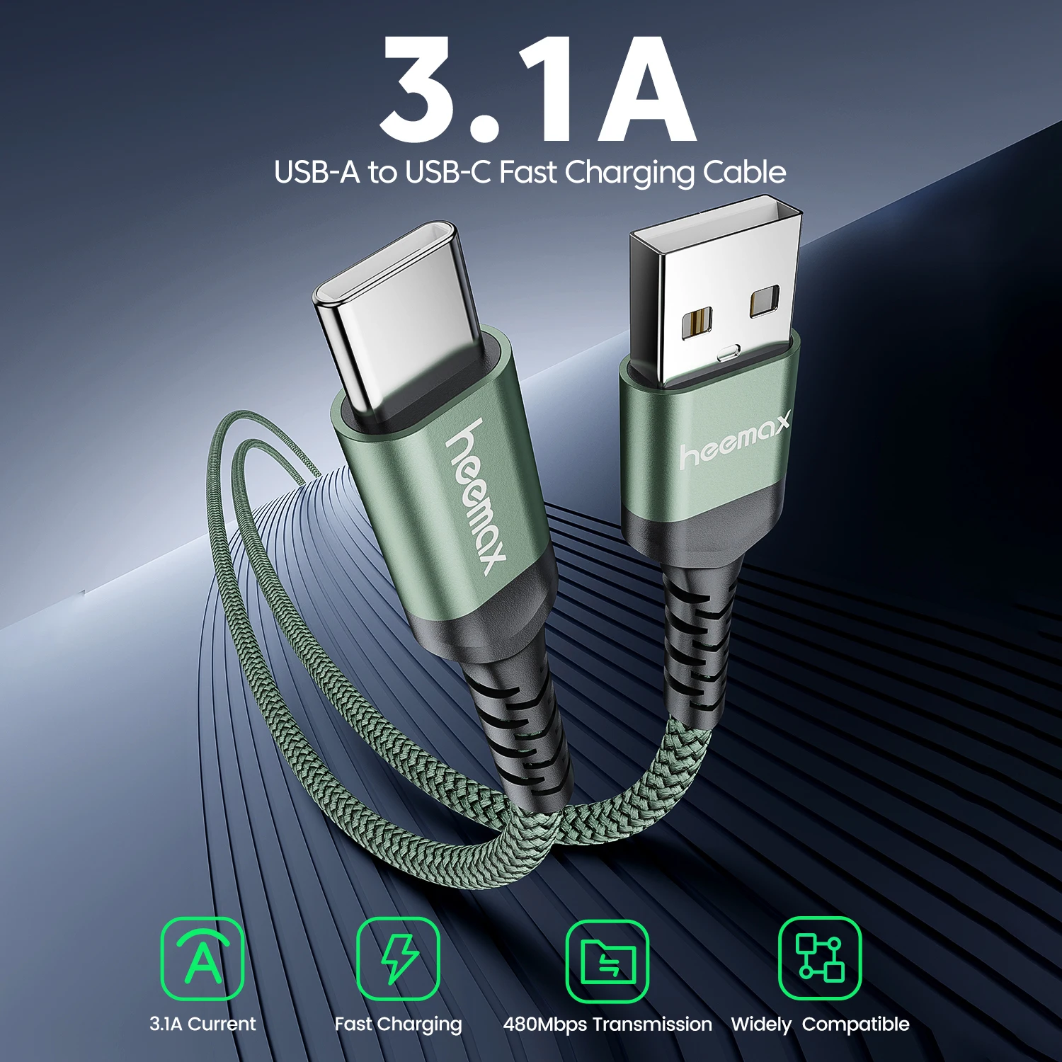 Cable HEEMAX 3.1A USB C tipo C Cable de carga rápida para iPhone 1516 para Samsung S24 S23 S22 S10 para Xiaomi OPPO Huawei Honor - imagen 2