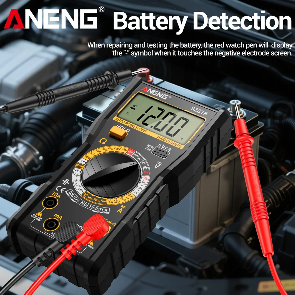 ANENG SZ818 Multimetro Digital Inteligente Pruebador Profesional Automotriz AC / DC Voltaje Corriente Resistencia Condensador Corriente Detector de Trío Eléctrico Herramientas Electricista - imagen 3