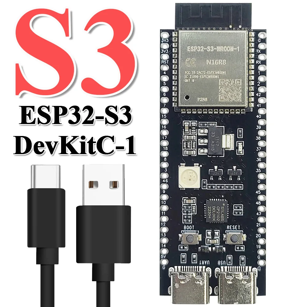 ESP32-S3-DevKitC-1 Placa de desarrollo BT 2,4G módulo Wifi para Arduino 8MB PSRAM 16MB FLASH N16R8 44Pin CP2102 tipo C ESP32 S3