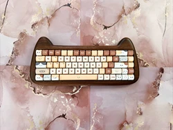 Cat Ailce-Teclado mecánico de nogal, Kit de junta inalámbrica con Bluetooth, intercambio en caliente, personalizado, 68 teclas, teclado para juegos de oficina, PC y portátil