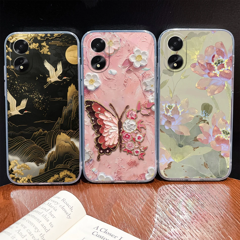 Para Oppo A38 A18 4G funda varios estilos suave transparente delgada TPU funda trasera de silicona para teléfono Oppo A 38 A 18 parachoques ligero - imagen 4